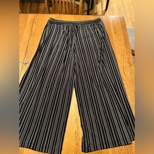 Black and white striped wide leg pants